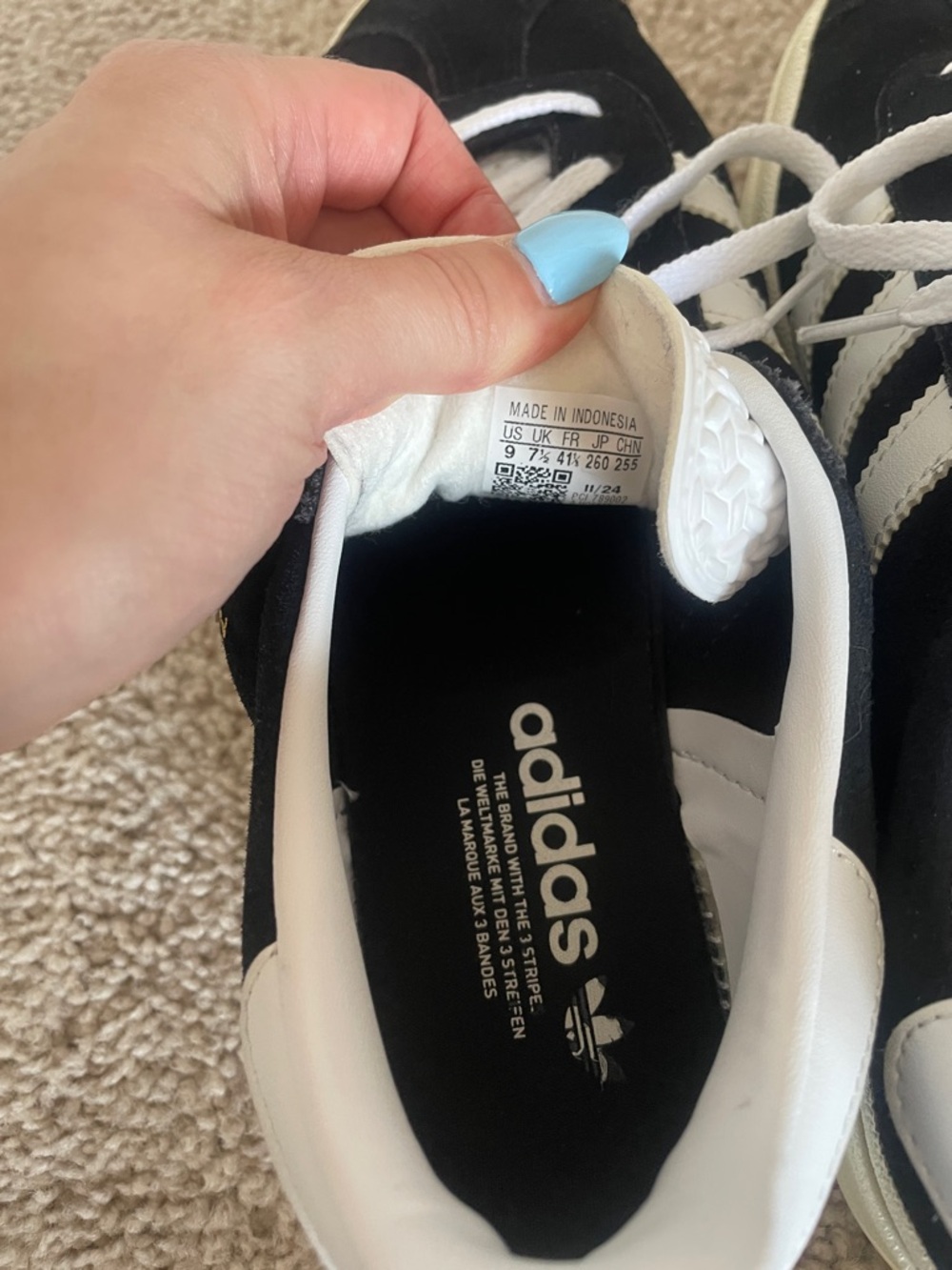 Adidas Black and White Gazelle Triple Stack Suede Platform Sneakers - Picture 5 of 6